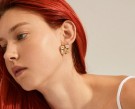 Pilgrim ELARA resirkulerte organiske hoop øredobber, gullbelagt thumbnail