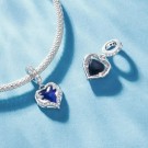 Deep Heart  -JBX Charm/anheng i Sølv og mørk grønn zirconia thumbnail
