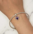 Deep Heart  -JBX Charm/anheng i Sølv og mørk grønn zirconia thumbnail