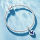 Deep Heart  -JBX Charm/anheng i Sølv og mørk grønn zirconia thumbnail