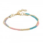 SNÖ Exibit bracelet double gold/mix aqua