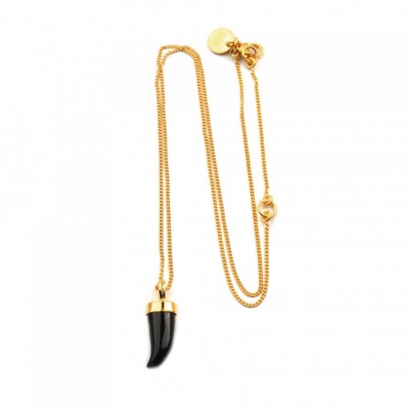 Shark necklace gold black onyx