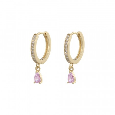 SNÖ Camille drop ring ear gold/pink