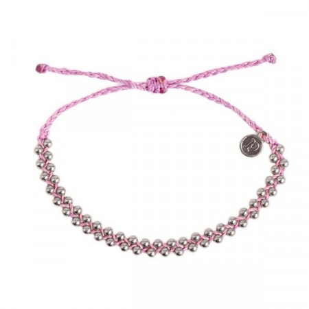 Pura Vida armbånd silver track bead light purple
