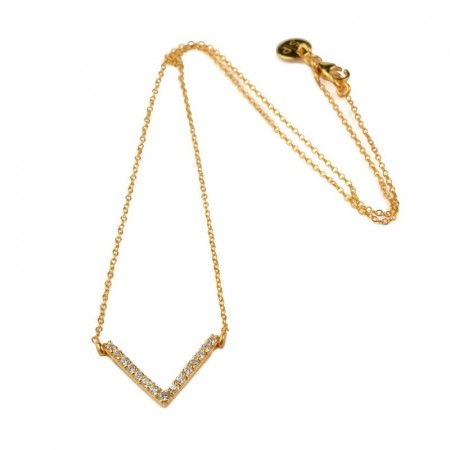 Strict Sparkling V Necklace Gold