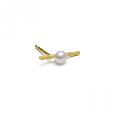 Freshwater pearl earstud matt gold