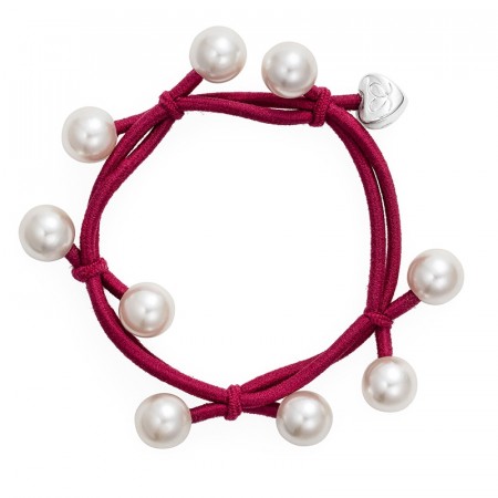 Hårstrikk/armbånd Pearl cluster burgundy