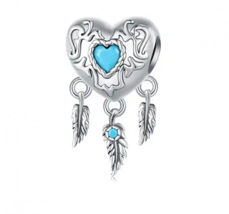 Indian Heart -JBX Charm/anheng i sterling sølv og cubic zirconia