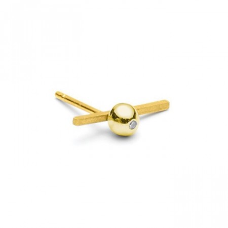 Raw diamond matt gold earstud