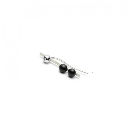 Raw diamond matt silver trio pearl earstud
