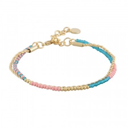 SNÖ Exibit bracelet double gold/mix aqua
