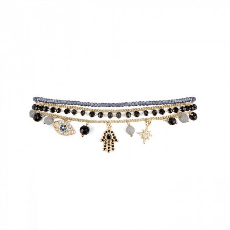 HIPANEMA charms armbånd Amulette sort
