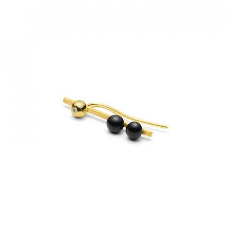 Raw diamond matt gold trio pearl earstud