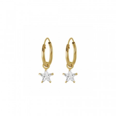 Sirius mini gullhoops med krystallstjerner
