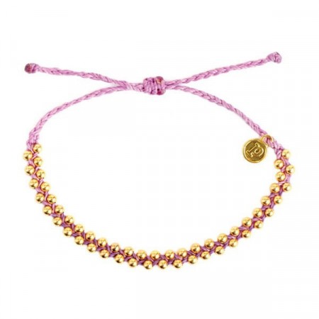 Pura Vida armbånd Gold track bead light purple