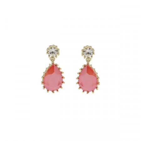 Droplet earring laquered coral