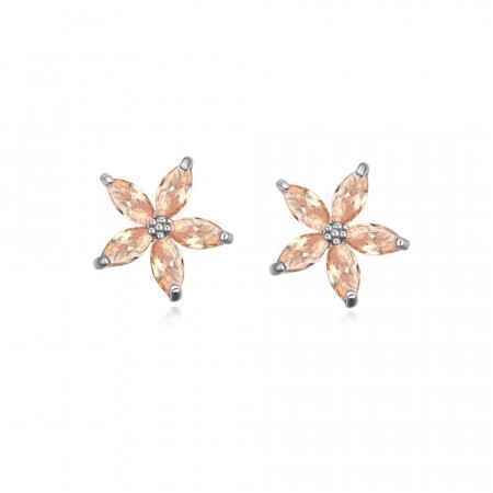 Sparkling flower earrings champagne