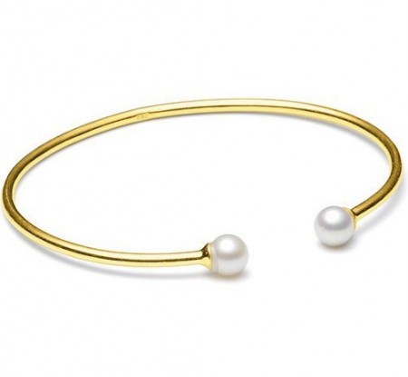 Freshwater pearl cuff bracelet gold