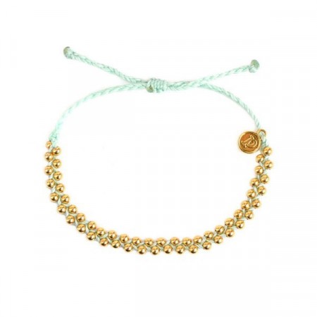 Pura Vida armbånd Gold track bead seafoam