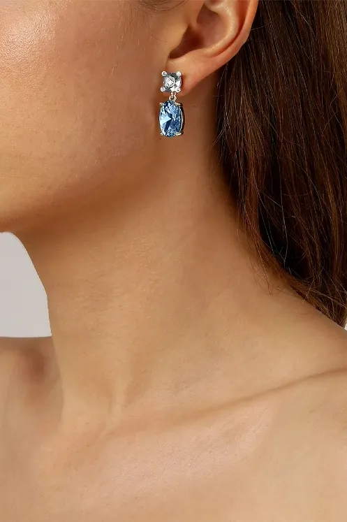 DYRBERG/KERN ANTONIA EARRINGS CRYSTAL/BLUE PÅ ØRE