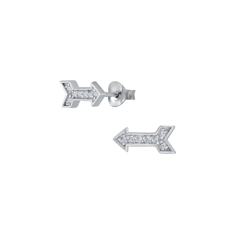 REBECKA MINI ARROW EARRINGS SILVER/CLEAR