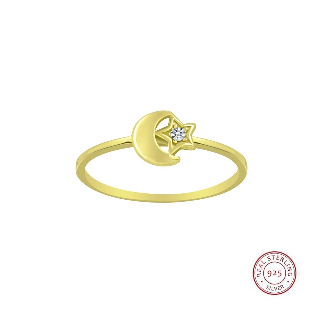 JBX Cosmic Moon ring 14k goldplated silver