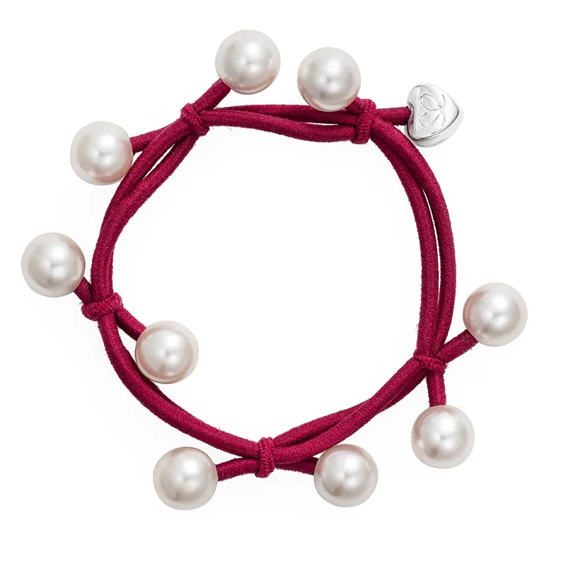 HÅRSTRIKK/ARMBÅND PEARL CLUSTER BURGUNDY