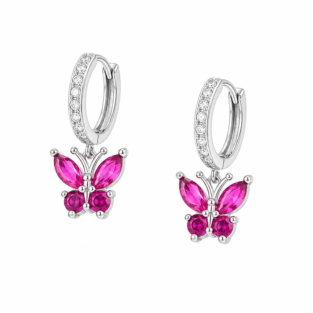 AVI Jewels Butterfly hoops ruby/silver