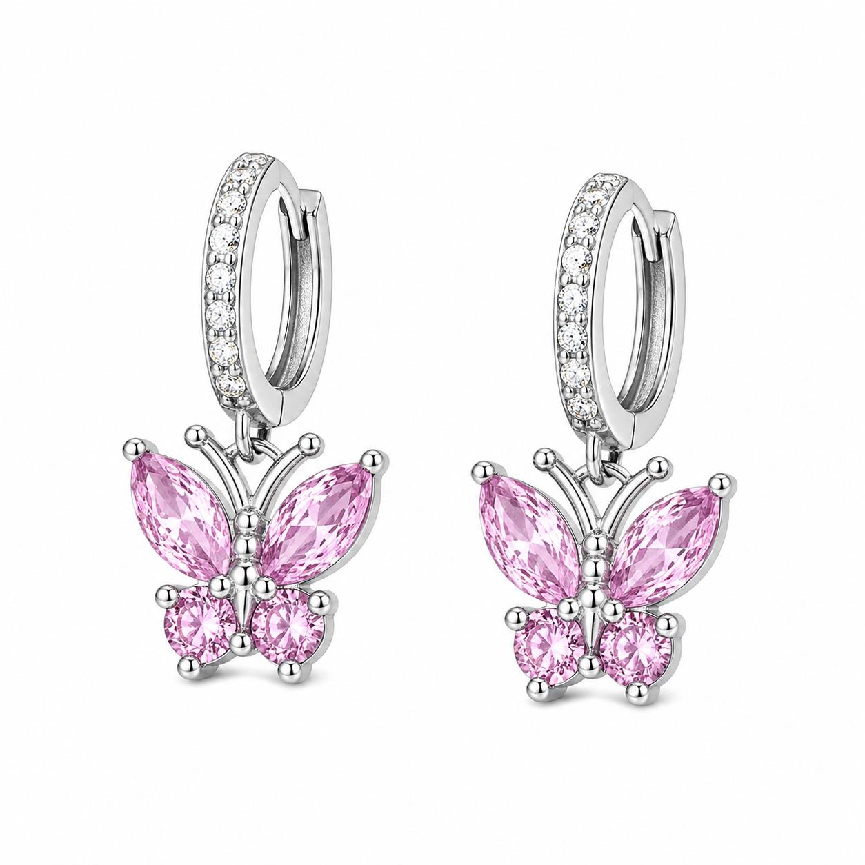 AVI Jewels Butterfly hoops pink/silver