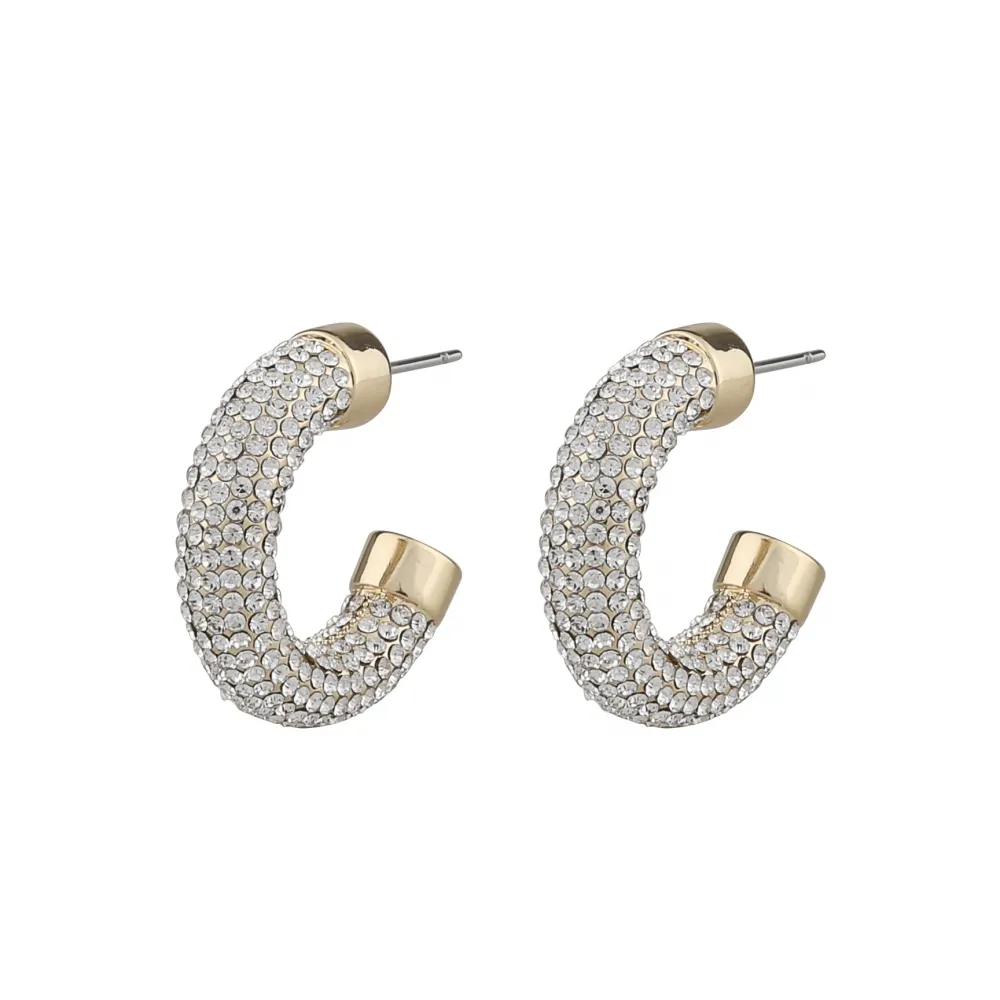 SNÖ WEDNESDAY BIG OVAL EARRING GOLD/CLEAR HOOPS