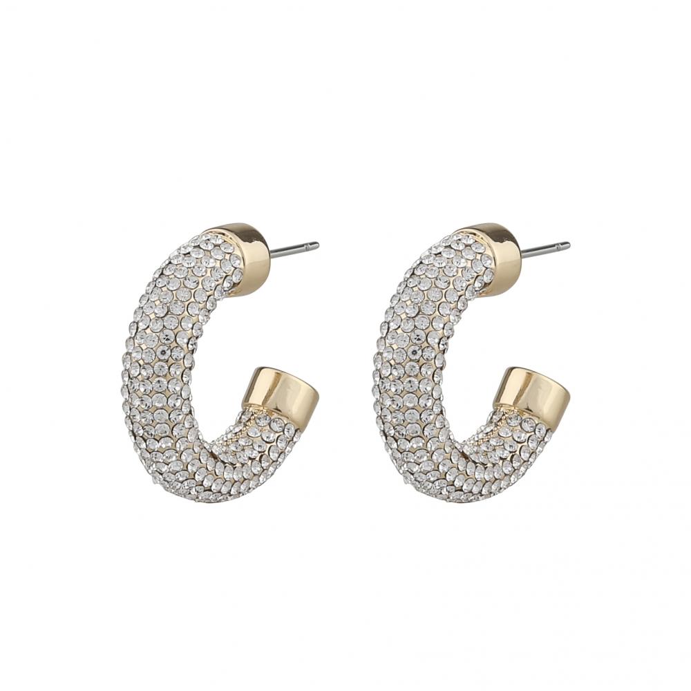 SNÖ WEDNESDAY BIG OVAL EARRING GOLD/CLEAR HOOPS