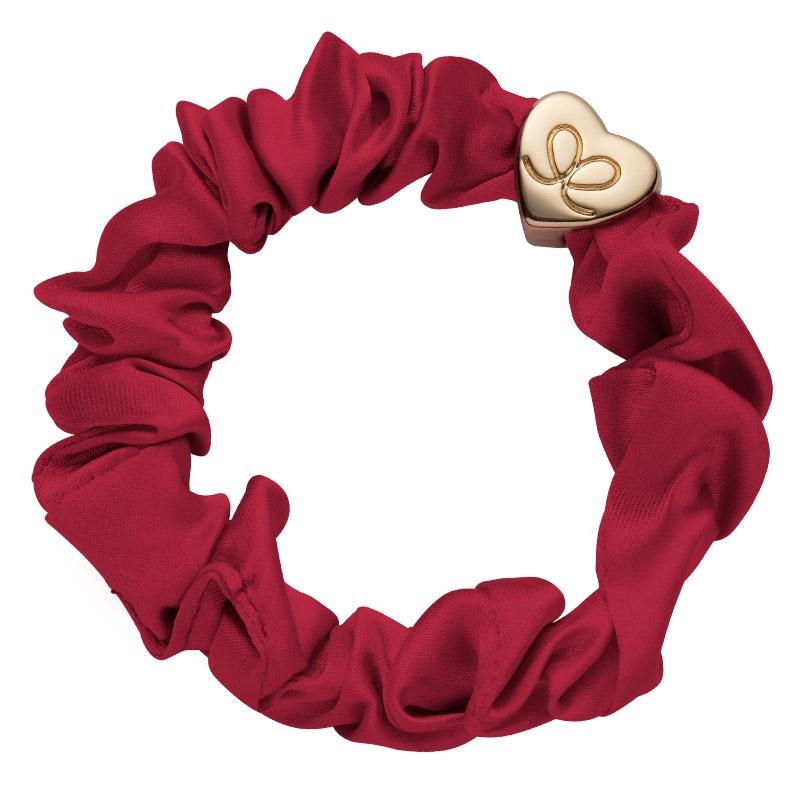 BYELOISE HEART SILK SCRUNCHIE BURGUNDY