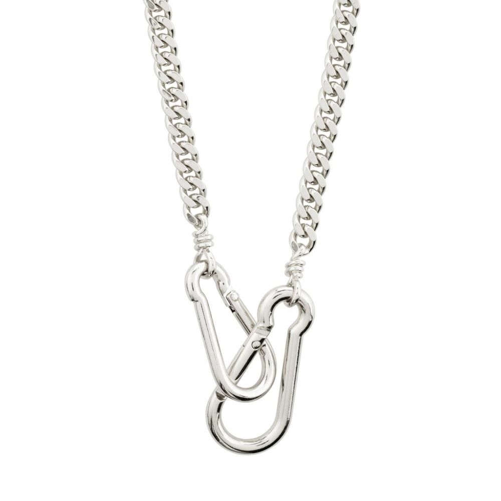PILGRIM HOPEFUL CARABINER CURB CHAIN NECKLACE SILVER PLATED nærbilde