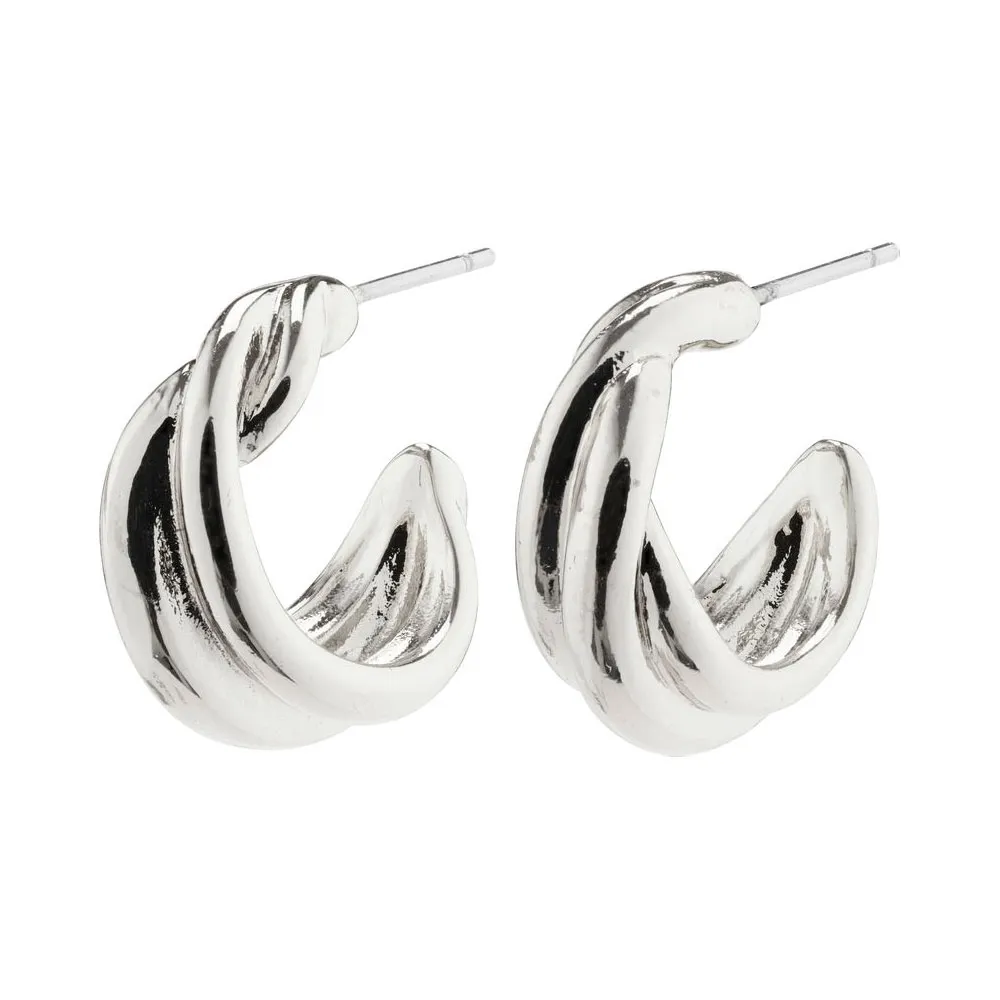 PILGRIM COURAGEOUS HUGGIE HOOP EARRINGS SILVERPLATED