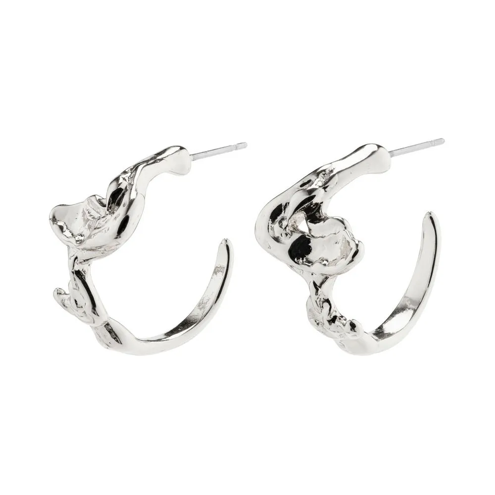 PILGRIM TESS ORGANIC SHAPED HOOP EARRINGS SILVERPLATED 