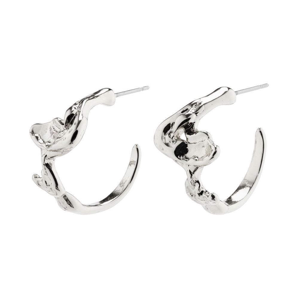 PILGRIM TESS ORGANIC SHAPED HOOP EARRINGS SILVERPLATED 