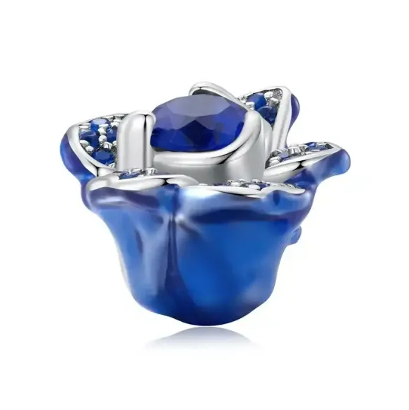 JBX CHARM BLUE FLOWER SILVER