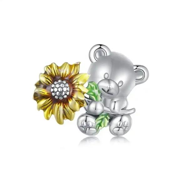 JBX charm Sunflower Bear silver