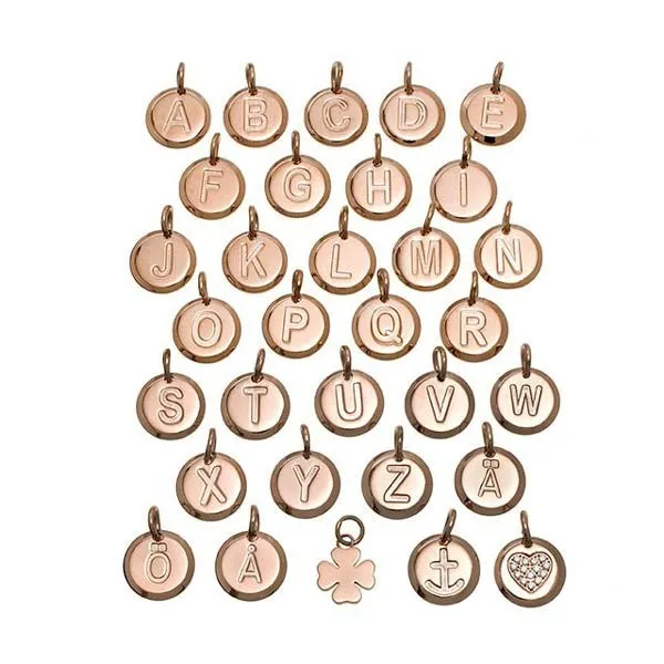 CHARMENTITY SMYKKE MED BOKSTAV ROSÈ GULL