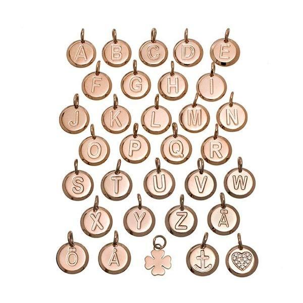 CHARMENTITY SMYKKE MED BOKSTAV ROSÈ GULL