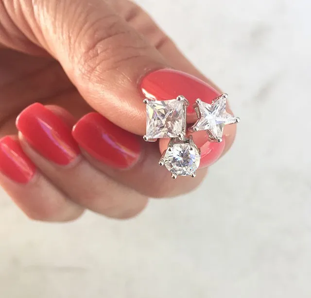 NÆRBILD AV JBX ESSENTIAL CRYSTAL STAR STUD EARRINGS